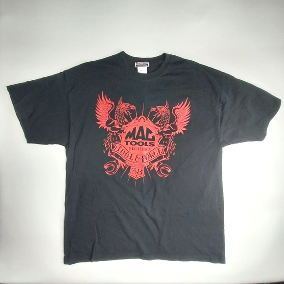 Mac Tools Mens XL Mechanics  T-Shirt Tools & Force Red On Black Griffin Design - Picture 2 of 6